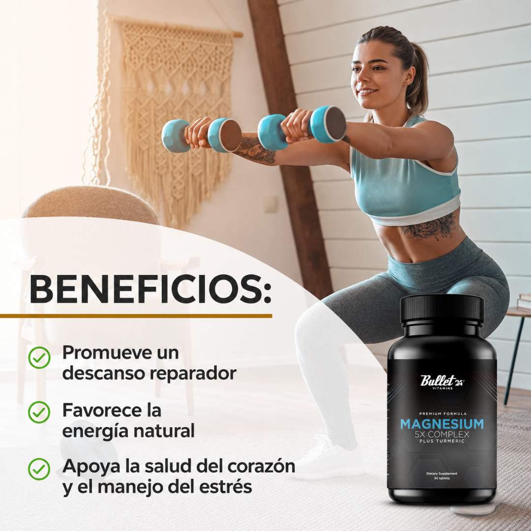 MAGNESIO 5X PLUS CON CÚRCUMA — Apoya tus músculos, articulaciones y bienestar diario