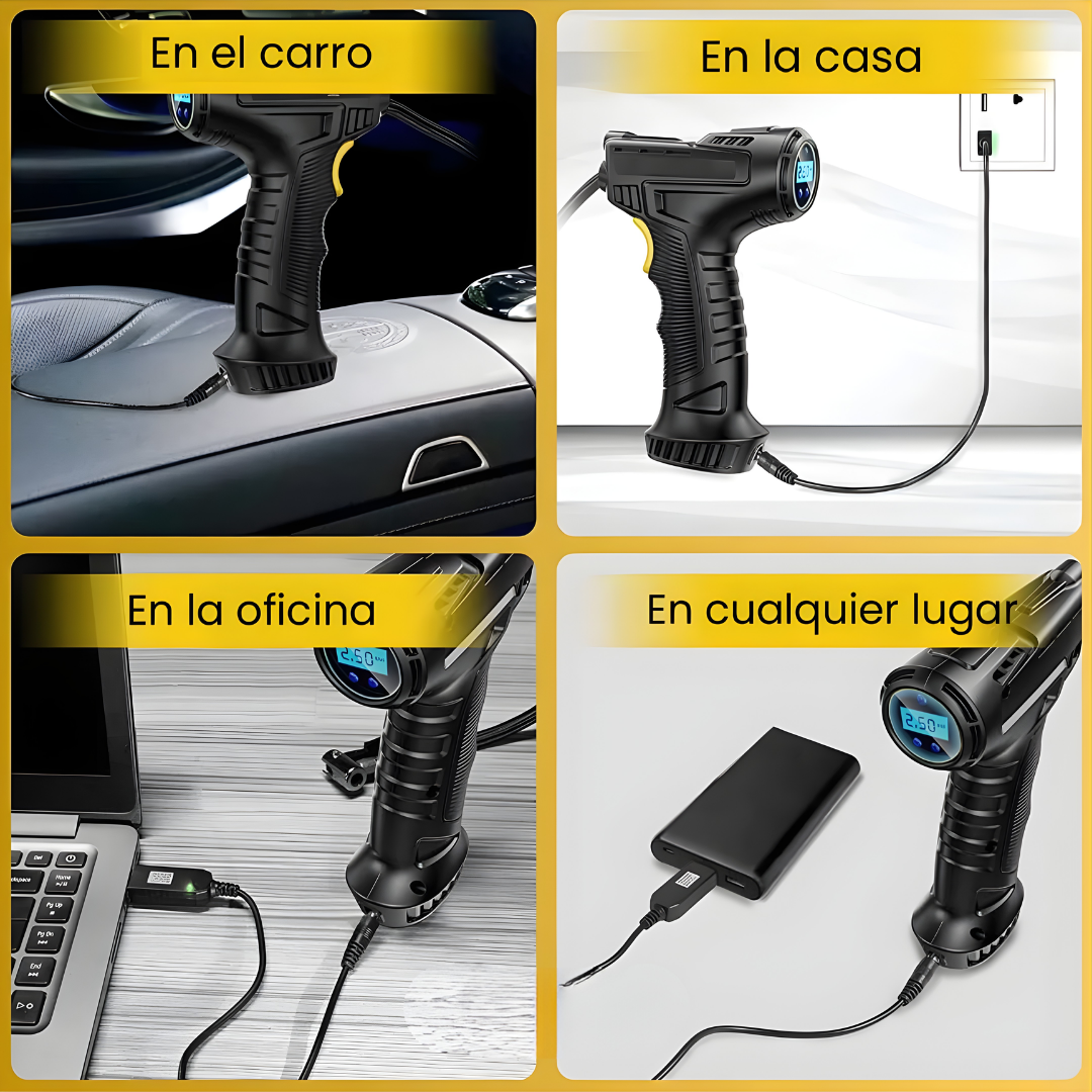 COMPRESOR DE AIRE ELÉCTRICO INALÁMBRICO – Inflado rápido, presión precisa y asistencia en cualquier lugar