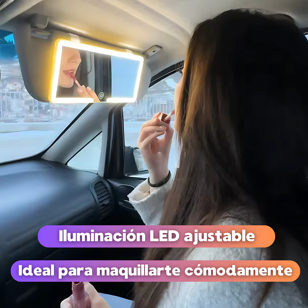 Espejo CarGlam LED - Ilumina tu rutina y retoca con precisión en cualquier momento.