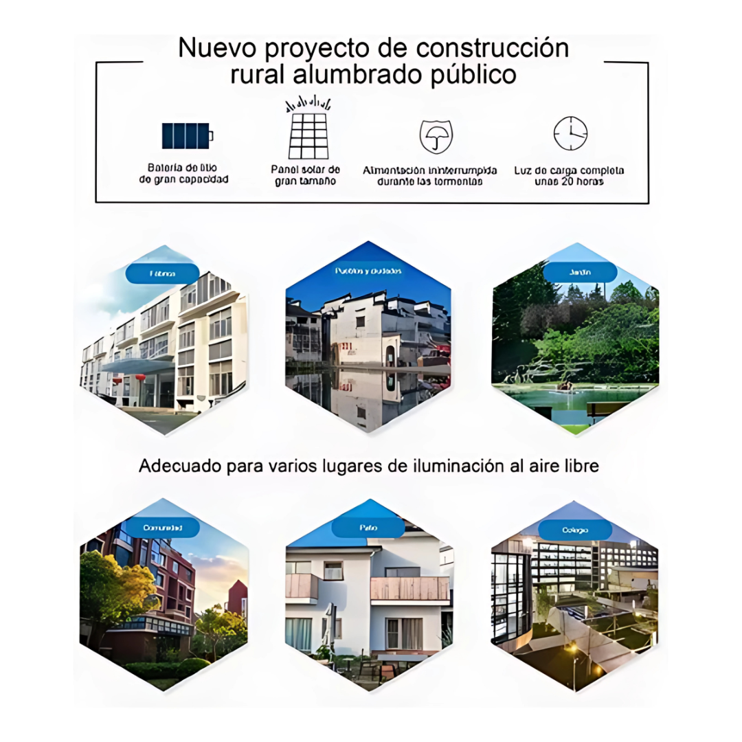 Lámpara Solar LED con Control – Ilumina exteriores sin cables ni consumo eléctrico