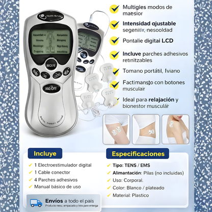DISPOSITIVO DE TERAPIA DIGITAL – Alivia dolores musculares y tensión desde casa con electroestimulación profesional
