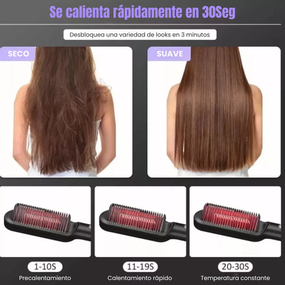 CEPILLO ALISADOR 2 EN 1 – Alisa, cuida y da brillo en un solo paso.