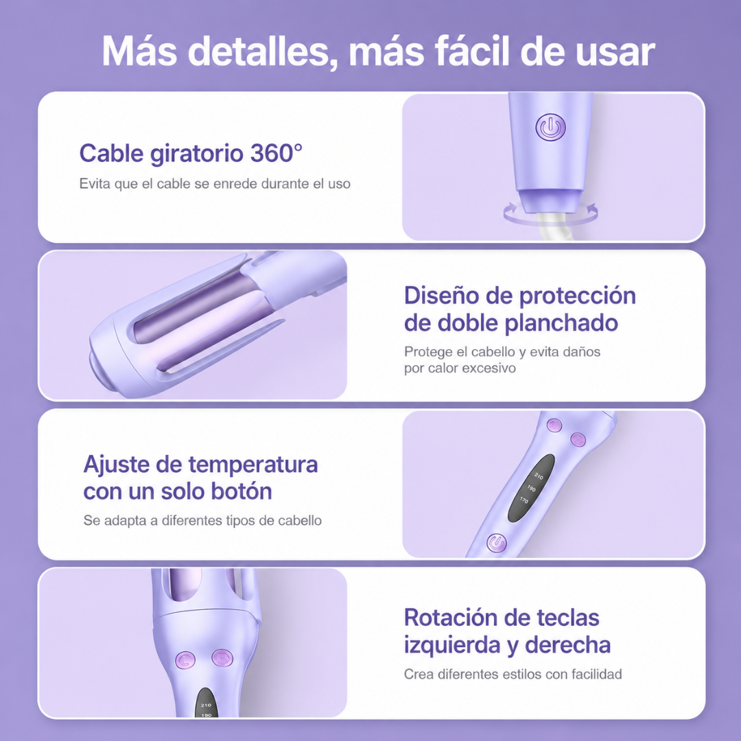 RISADORA DE CABELLO LILA Y ROSA — Rizos definidos, rápidos y sin complicaciones