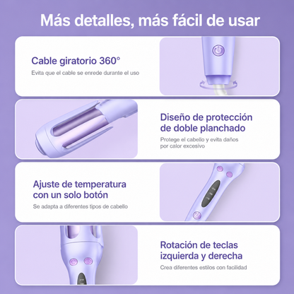 RISADORA DE CABELLO LILA Y ROSA — Rizos definidos, rápidos y sin complicaciones