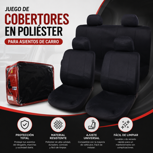 JUEGO DE COBERTORES EN POLIÉSTER PARA ASIENTOS DE CARRO – Renueva y protege