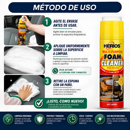 FOAM CLEANER MULTIUSO – Limpieza interior para tu auto