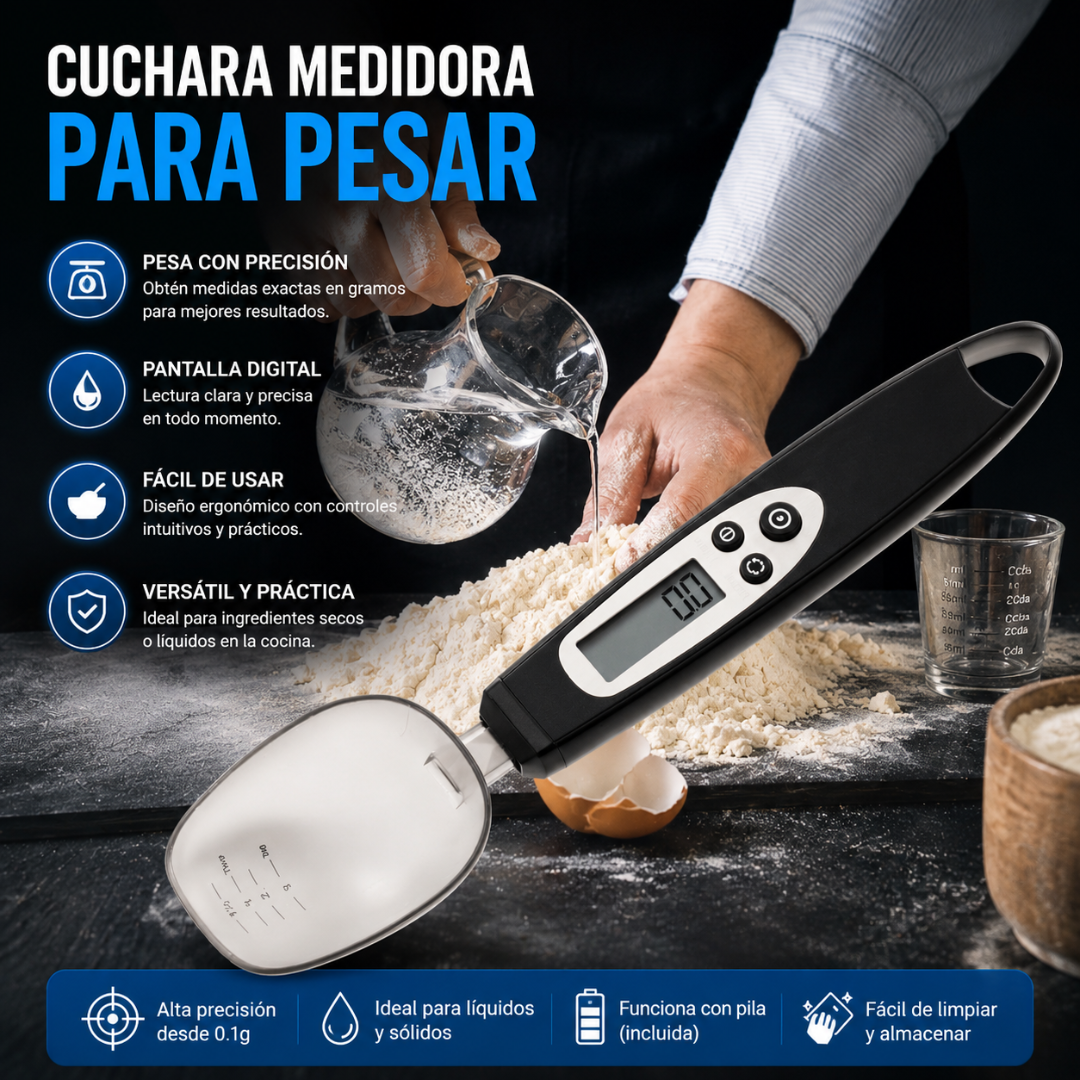 CUCHARA MEDIDORA PARA PESAR — La gramera que usa la cuchara misma, ideal para quien entrena y para alimentar bebés con precisión