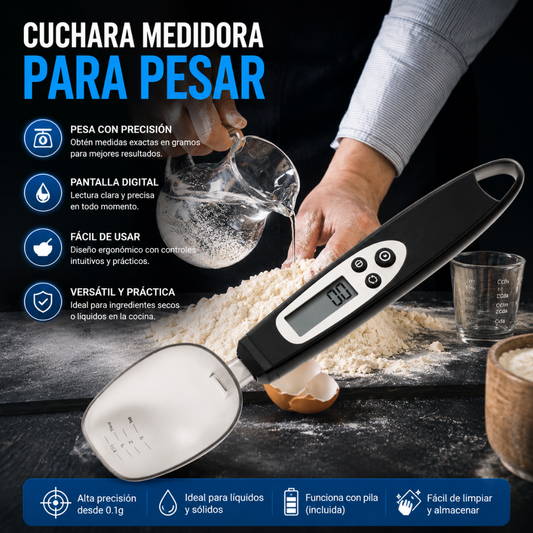 CUCHARA MEDIDORA PARA PESAR — La gramera que usa la cuchara misma, ideal para quien entrena y para alimentar bebés con precisión