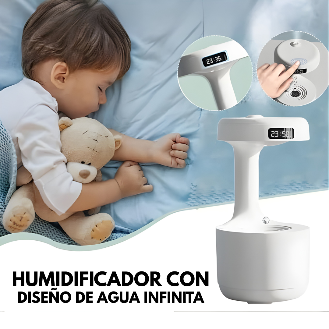 HUMIDIFICADOR CON DISEÑO DE AGUA INFINITA – Aire más fresco, ambiente relajante y diseño visual único