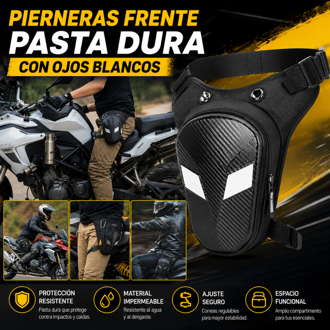 PIERNERAS FRENTE PASTA DURA CON OJOS BLANCOS — Diseño agresivo y espacio real para tu moto
