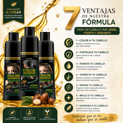 SHAMPOO COLOR – Cubre, matiza y realza tu cabello en negro o castaño desde la primera aplicación