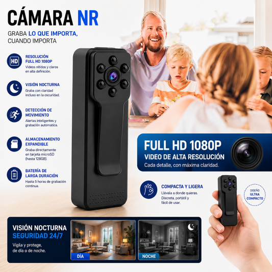 CÁMARA NR – Seguridad compacta con visión nocturna y monitoreo desde tu celular