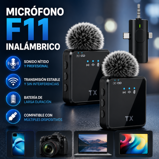 MICRÓFONO F11 INALÁMBRICO – Audio claro sin ruido