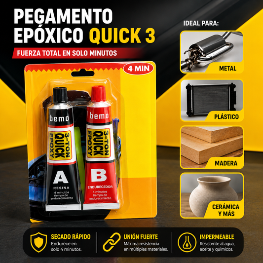 PEGAMENTO EPÓXICO QUICK 3 - Unión tipo soldadura