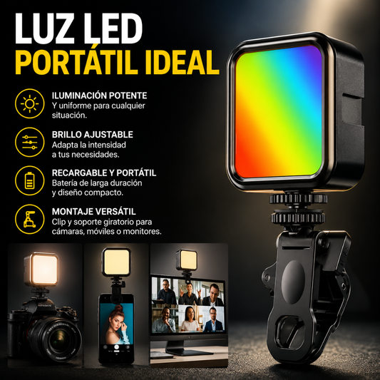 LUZ LED PORTÁTIL IDEAL – Contenido con mejor luz