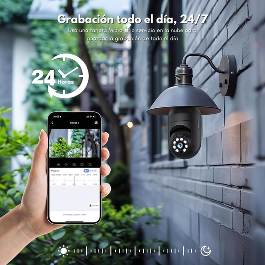 CÁMARA BOMBILLO E27 SMART AV380 NEW MODEL – Vigilancia inteligente, detección de movimiento y control total desde tu celular