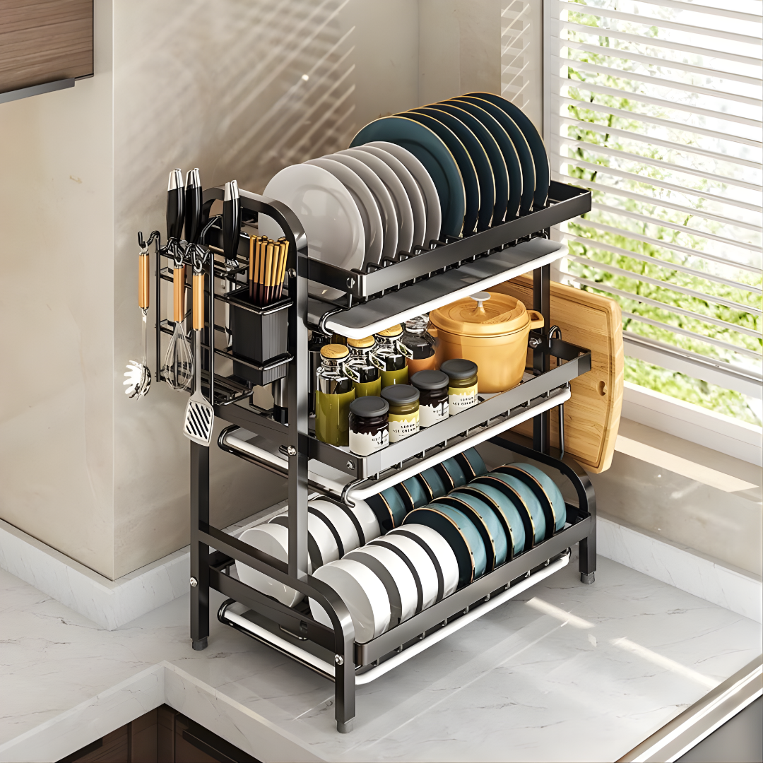 ESCURRIDOR DE PLATOS 3 NIVELES – Máxima organización, secado eficiente y cocina siempre ordenada