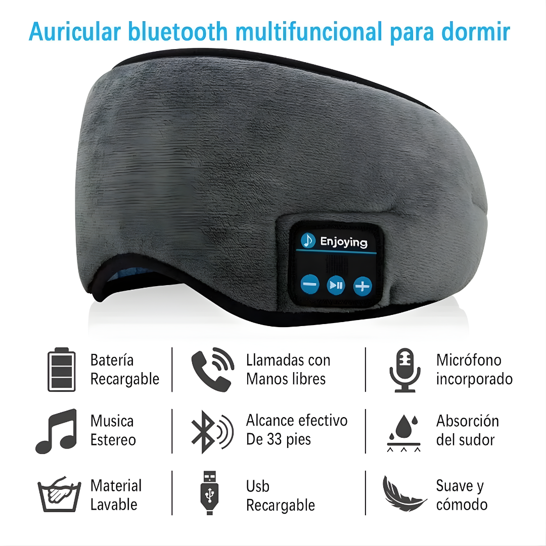 ANTIFAZ BLUETOOTH CON AUDÍFONOS – Descanso profundo, música relajante y confort total al dormir