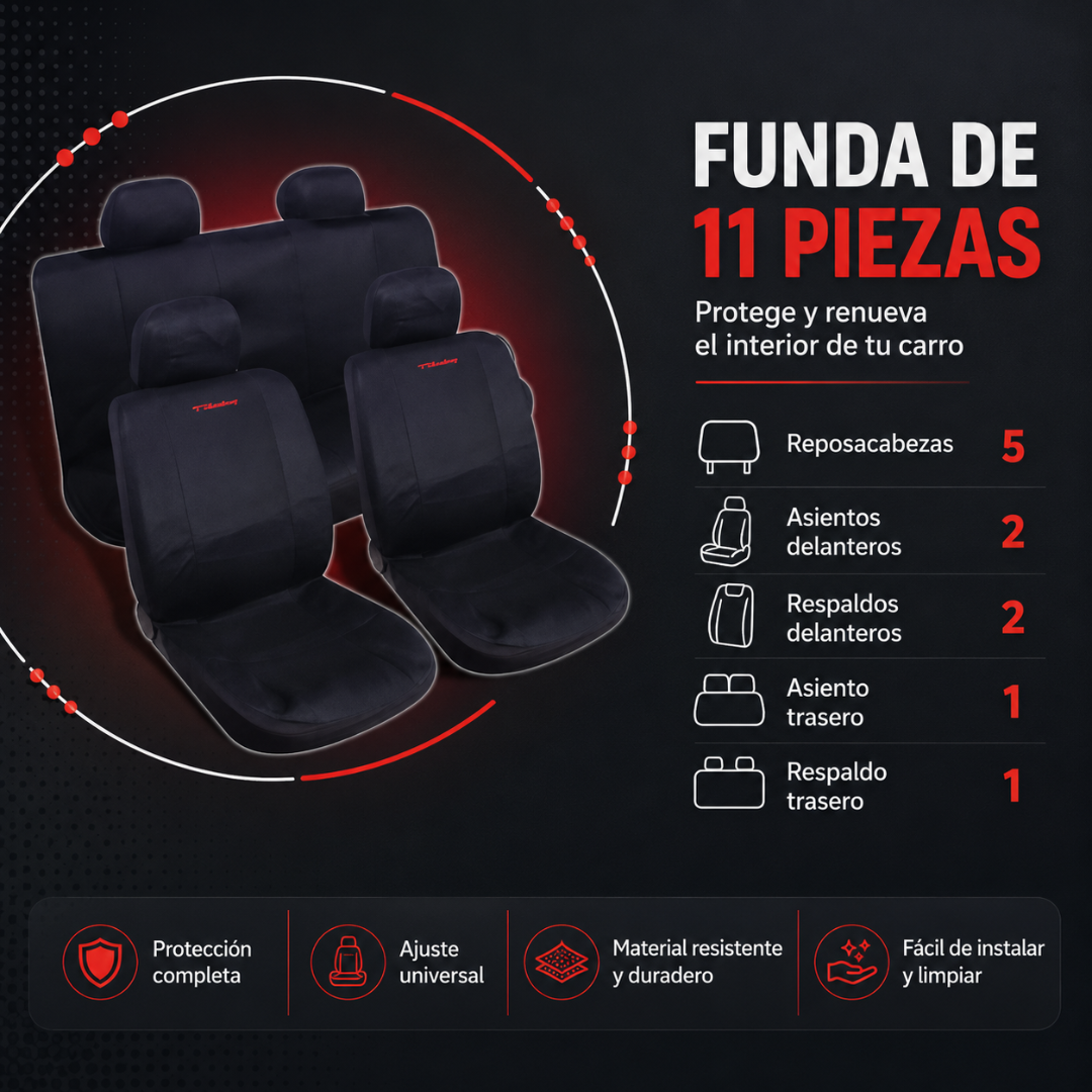 JUEGO DE COBERTORES EN POLIÉSTER PARA ASIENTOS DE CARRO – Renueva y protege