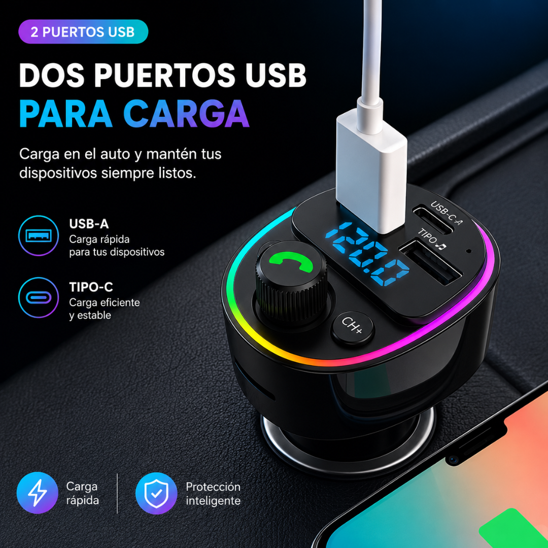 TRANSMISOR MODELO DF04 DAVIN NEGRO – Música, llamadas y carga inteligente en tu carro