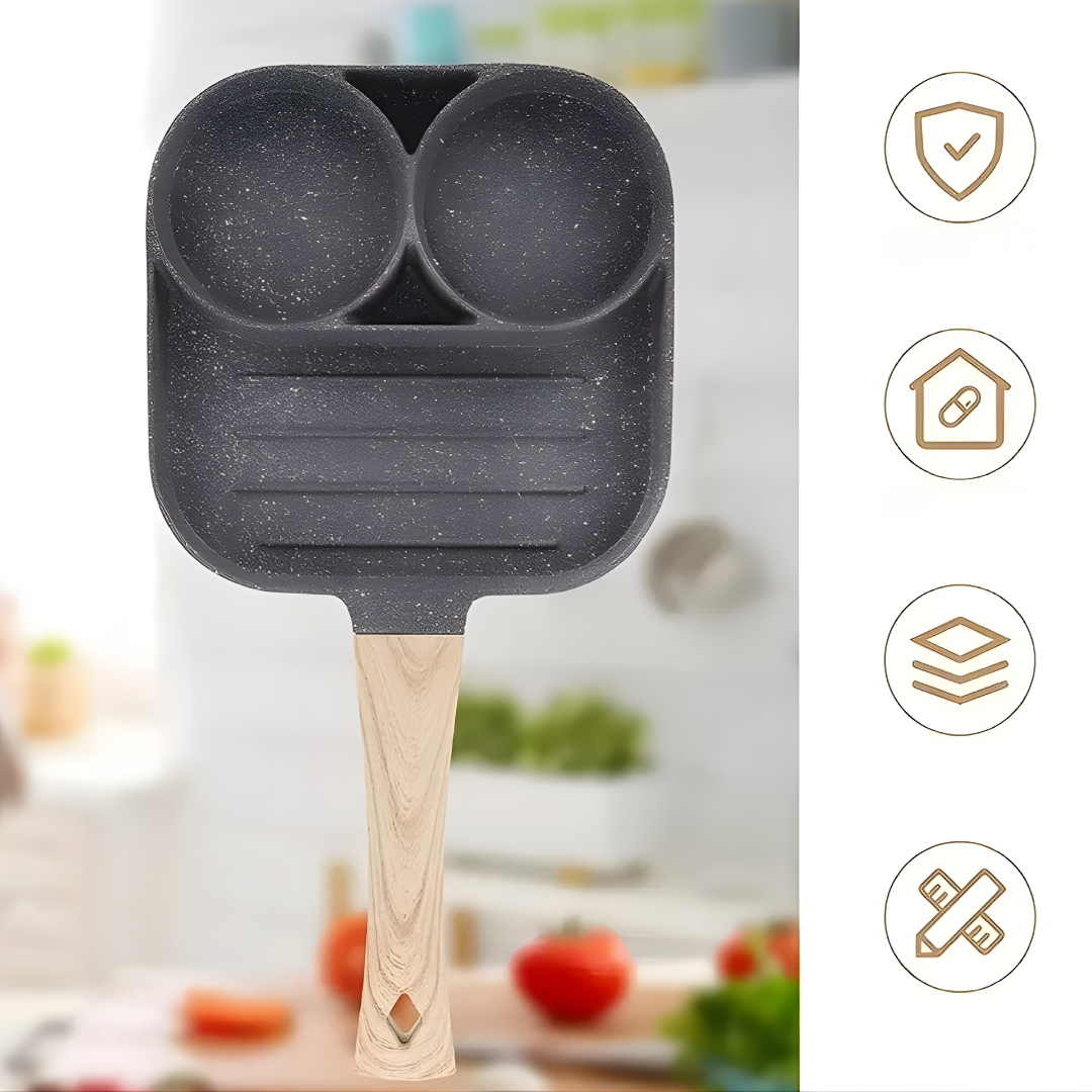 SARTÉN 3 PUESTOS – Cocina varios alimentos a la vez sin mezclar sabores ni perder tiempo