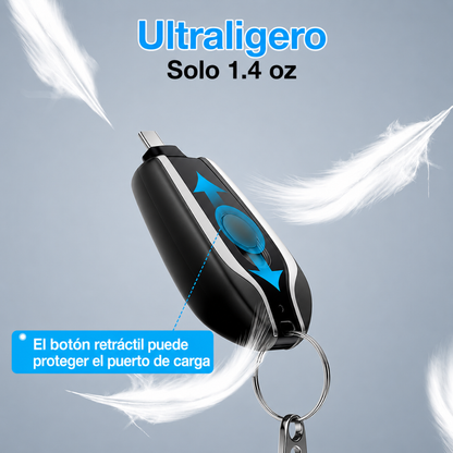 LLAVERO CON BATERIA DE EMERGENCIA 1500mAh ENTRADA TIPO C - El 1% siempre aparece en el peor momento. Ahora tienes respuesta.