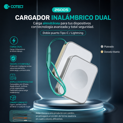 CARGADOR INALAMBRICO PARA RELOJ Y AIRPODS MODELO 26005-TS COTECI – Carga segura, compacta y práctica para tus esenciales Apple