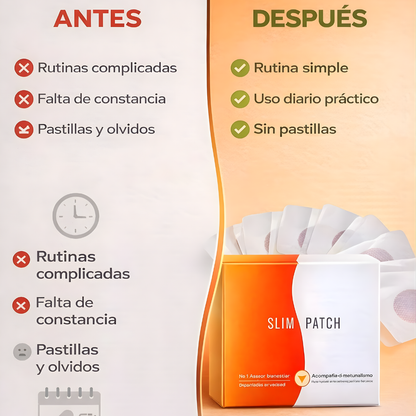 SLIM PATCH (PARCHE PARA PERDER PESO) 10Unds – Apoya tu proceso de pérdida de peso y reducción abdominal de forma natural mientras haces tu vida normal