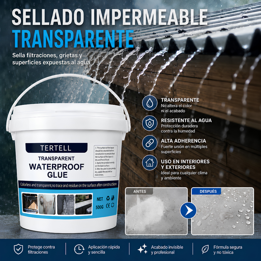 IMPERMEABILIZANTE TRANSPARENTE – Sella filtraciones y protege sin alterar el acabado