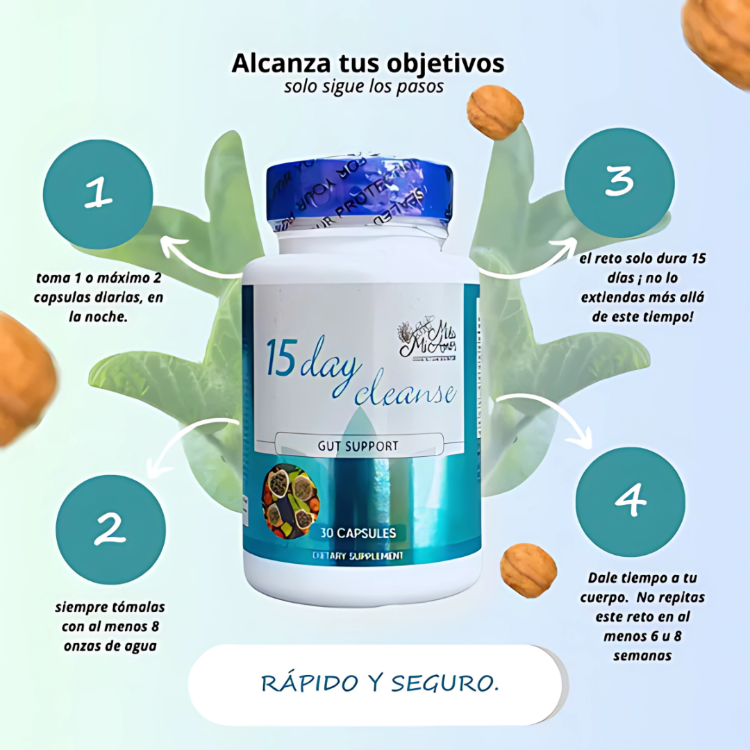 15 DAYS CLEAN – Limpieza digestiva y desintoxicación natural en cápsulas