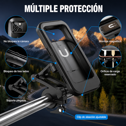 SOPORTE IMPERMEABLE PARA CELULAR EN VOLANTE — Navegación segura y control en cada recorrido