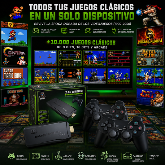 CONSOLA GAME STICK LITE 4K – Miles de clásicos en un solo dispositivo, conecta y juega en segundos