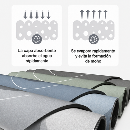 ALFOMBRA ABSORBENTE — Absorbe al instante, sin huellas, sin resbalar