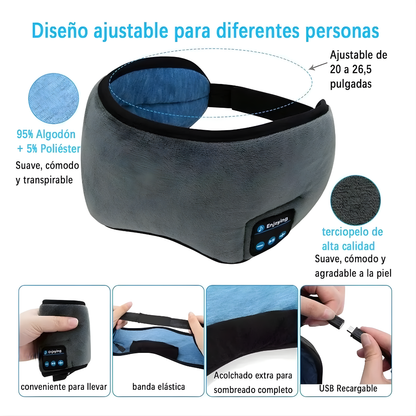 ANTIFAZ BLUETOOTH CON AUDÍFONOS – Descanso profundo, música relajante y confort total al dormir