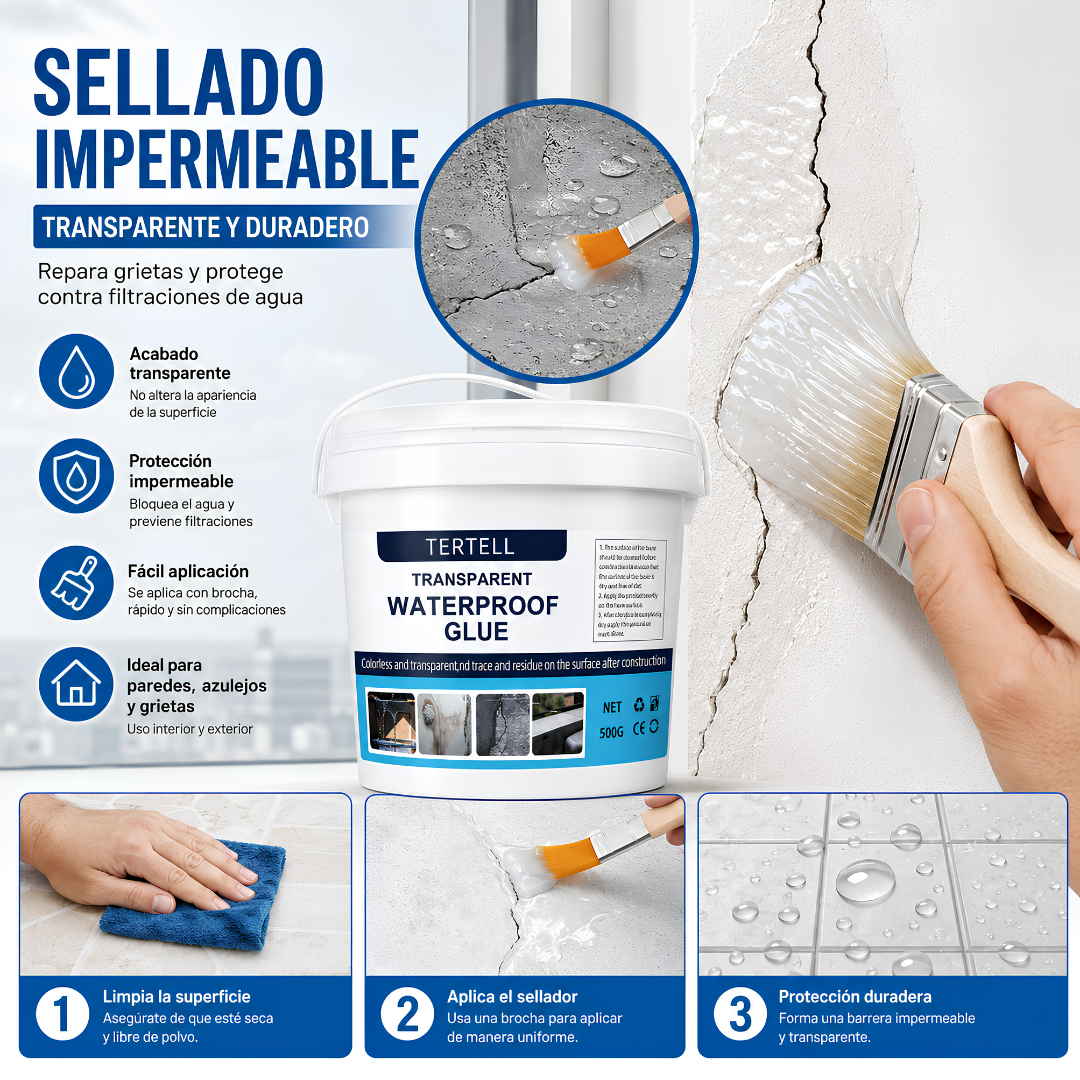 IMPERMEABILIZANTE TRANSPARENTE – Sella filtraciones y protege sin alterar el acabado