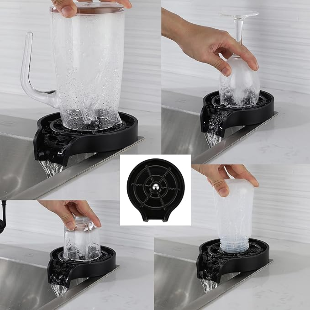 LAVADOR DE COPAS — Un empuje y el vaso sale limpio, sin escobilla, sin tiempo perdido y sin desperdiciar agua