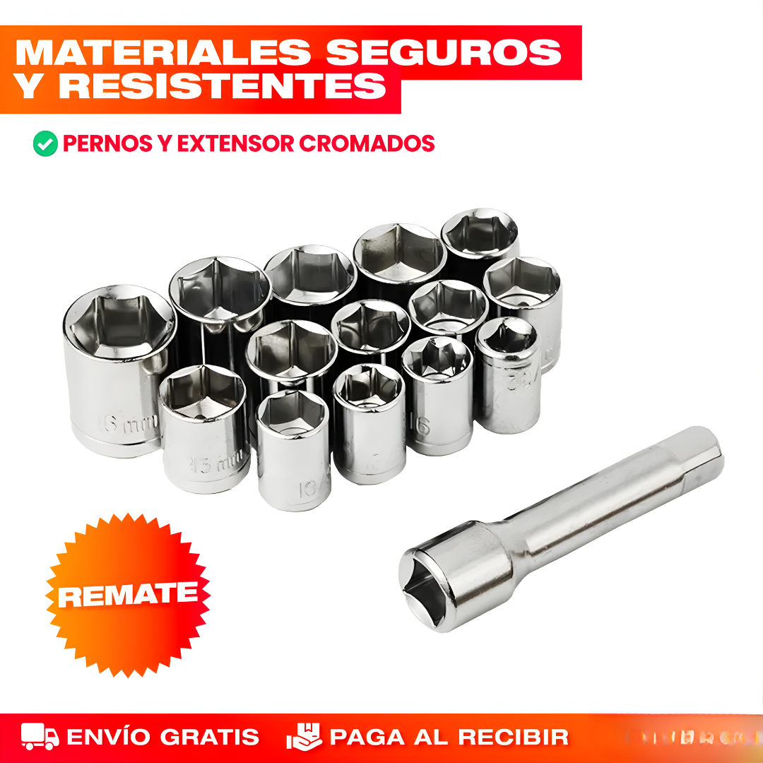 SET DE LLAVES DE DADOS PROFESIONAL 40 PIEZAS CON RATCHET – MÉTRICO Y SAE – Precisión mecánica, versatilidad total y trabajo profesional