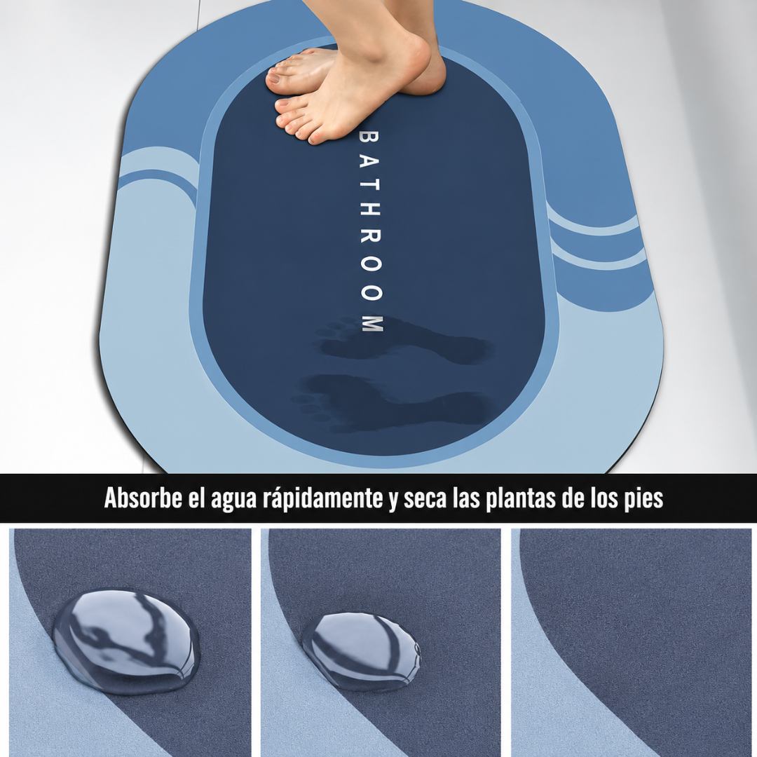 ALFOMBRA ABSORBENTE — Absorbe al instante, sin huellas, sin resbalar
