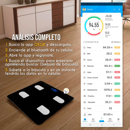 ROMANA INTELIGENTE CON MEDIDOR DE GRASA CORPORAL – Mide tu progreso con precisión y tecnología