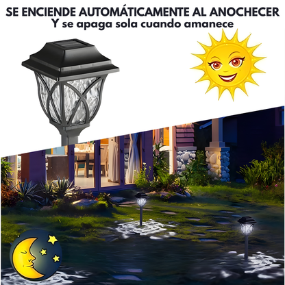 SET DE LUCES SOLARES LARA JARDÍN (6 PIEZAS) – Iluminación automática, ambiente elegante y energía sin cables