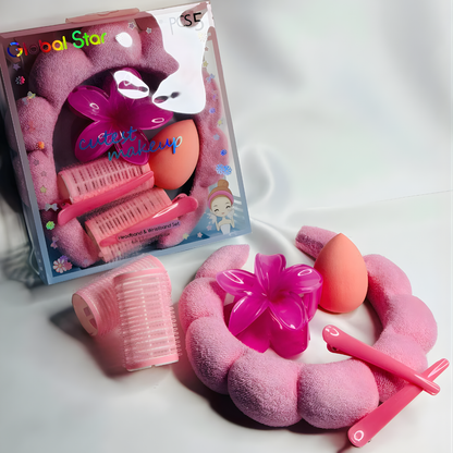 SET RULO/PRENSA/PINZA/VINCHA Y ESPONJA – Rutina completa de belleza, organización práctica y resultados impecables cada día