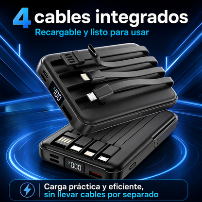 POWER BANK BATERÍA PORTÁTIL – 10.000 mAh, carga rápida 20W y cables integrados para llevar energía a todas partes