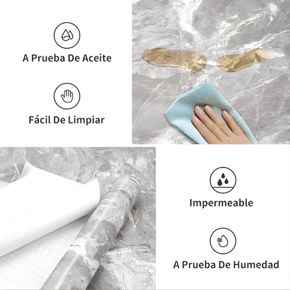 PAPEL ADHESIVO TIPO MÁRMOL – Renueva tus espacios al instante con estilo elegante e impermeable