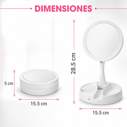 ESPEJO LED DE MESA CON ILUMINACIÓN INTEGRADA Y DISEÑO PLEGABLE – Maquíllate mejor y mantén todo organizado