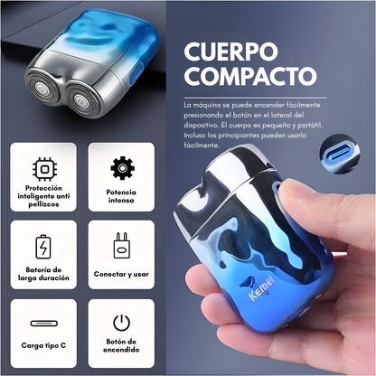 MINI AFEITADORA PORTÁTIL KEMEI T02 – Afeitado rápido, preciso y perfecto en cualquier momento