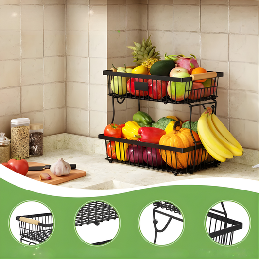 ORGANIZADOR MULTIFUNCIONAL DE 2 NIVELES – Cocina ordenada, espacio optimizado y alimentos siempre a la vista