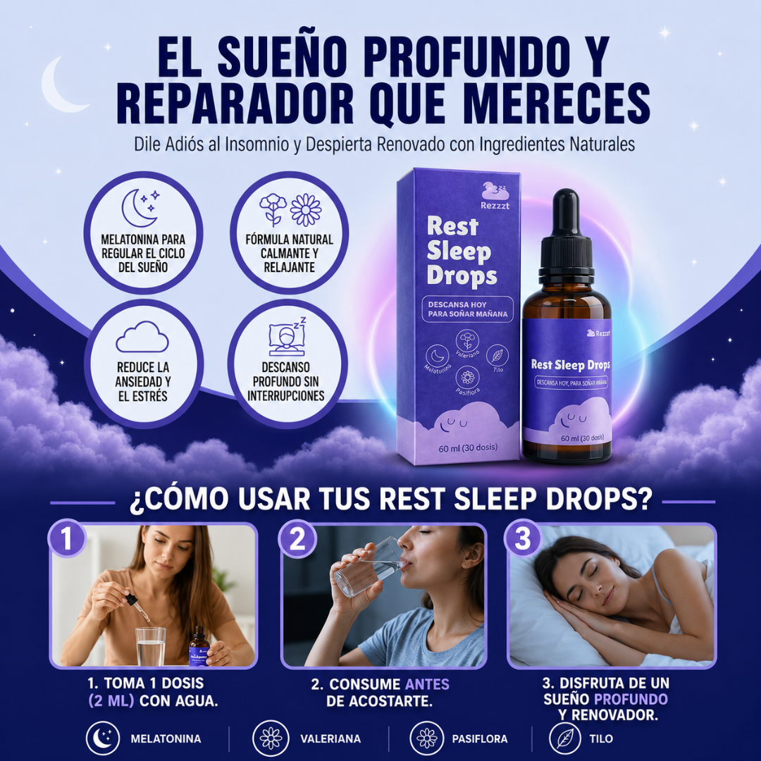 REST SLEEP DROPS — Gotas que convierten tus noches en descanso real