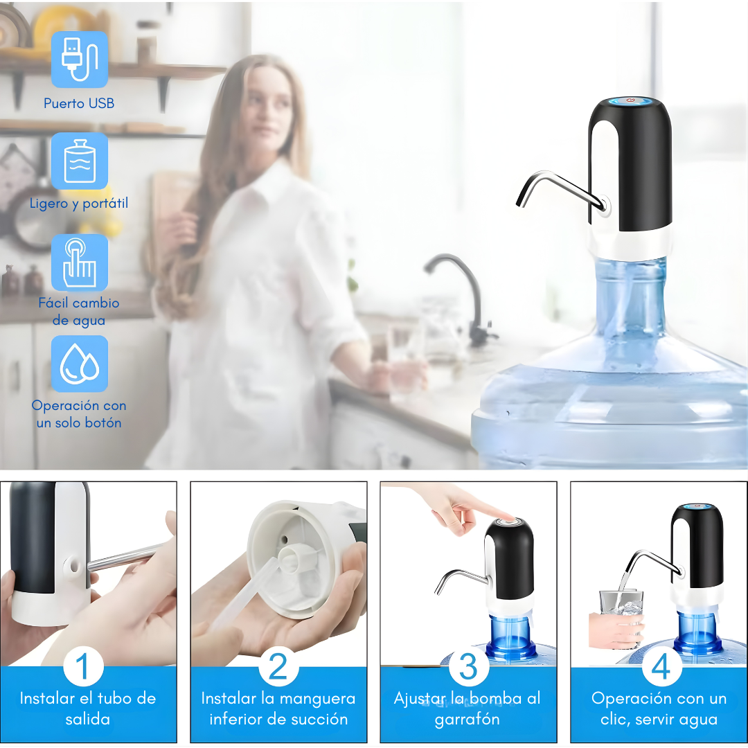 DISPENSADOR DE AGUA ELÉCTRICO PORTÁTIL – Agua al instante, sin esfuerzo y con total comodidad