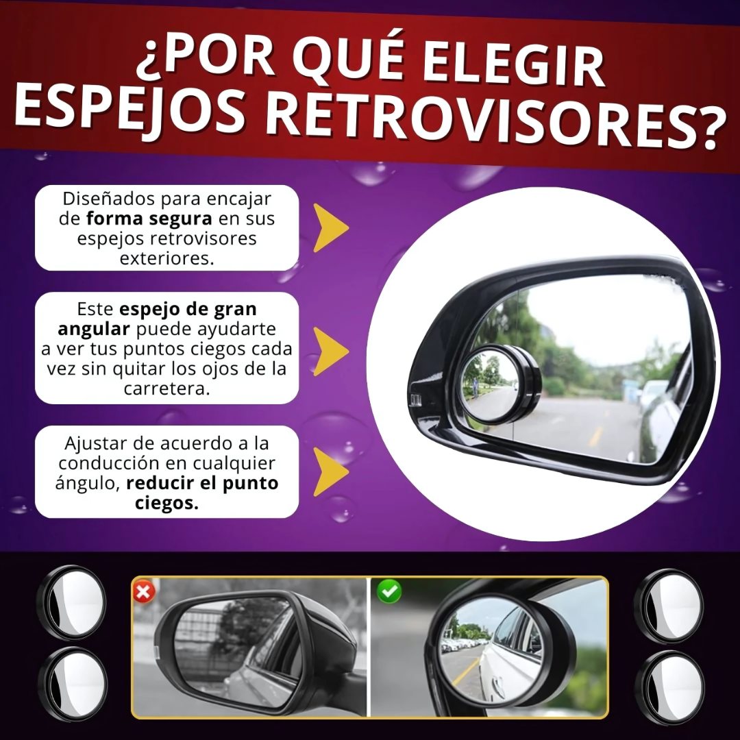 Par de Espejos de Punto Ciego – Visión total, conducción segura