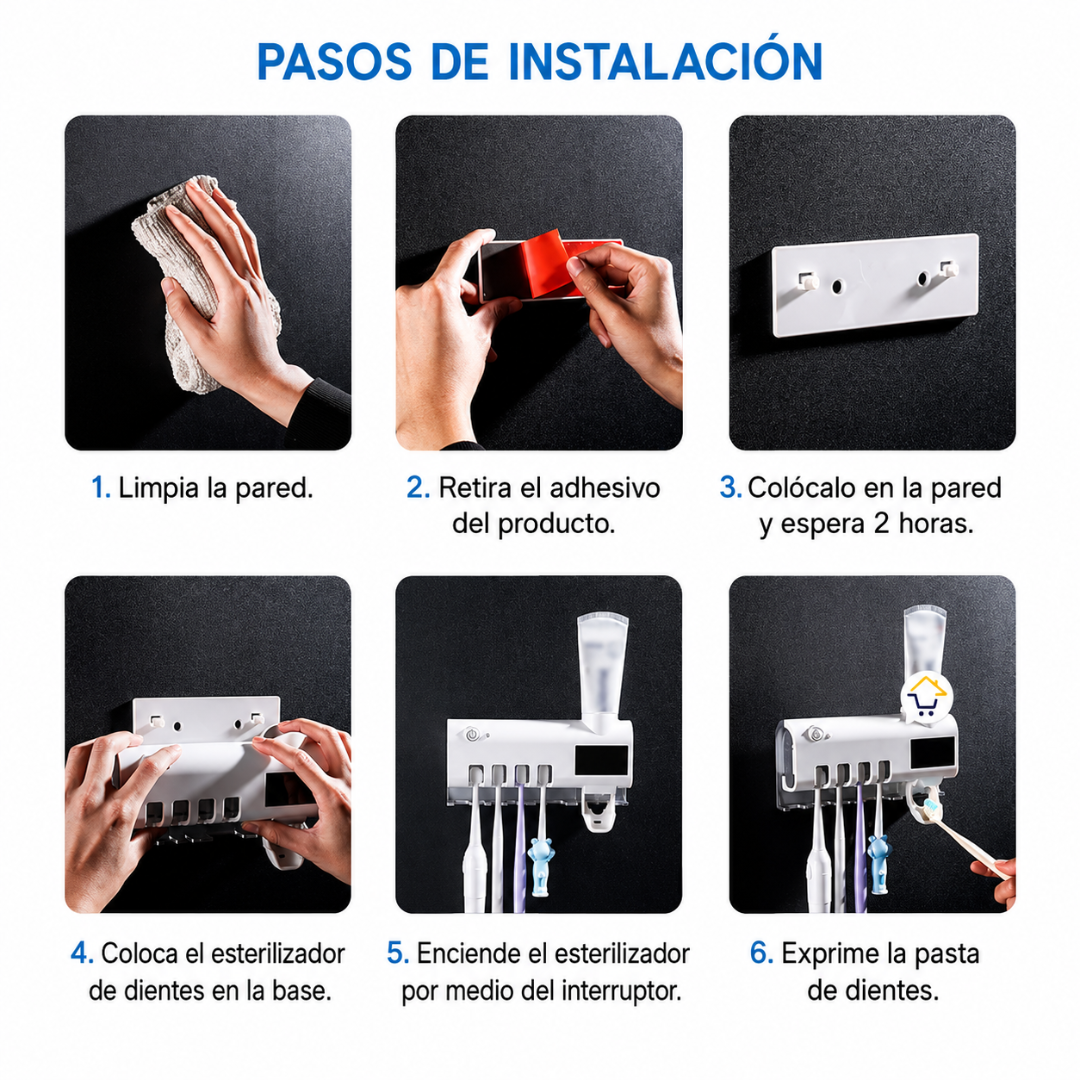 ESTERILIZADOR INTELIGENTE PARA CEPILLO DE DIENTES — El cepillo más limpio de tu baño